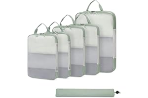 ECOHUB 6 Sets Compresión Organizador Maleta, Ultra Resistente Packing Cubes, Expandible Organizador de Equipaje, Transparente Bolsas Ropa Maleta Viaje (Verde)