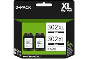 302 Druckerpatronen Schwarz, 302 XL Ersatz für HP 302 Druckerpatronen, 302 Schwarz für HP OfficeJet 5230 3831 5220 3833 3830 5232 DeskJet 3630 3636 3639 Envy 4520 4527 4525 4524 (2er-Pack)