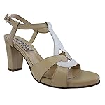 Lady Raffy 806 Sandalo in pelle color sabbia e bianco