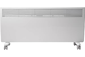 Devola DVNDM24 2400W Eco Electric Panel Heater with Adjustable Thermostat | Energy Efficient Technology, Lot 20 | Slimline Wall Mounted & Free Standing Plug in Low Energy Heaters with Timer | White