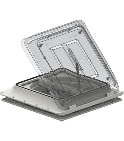 Hublot Flamme Rollo Vent Teinté 40x40cm - Blanc Neutre Pour Camping-Car Et Caravane