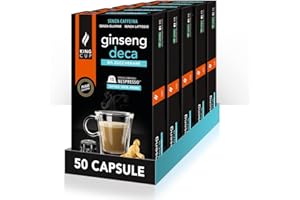 King Cup - 5 Confezioni da 10 Capsule di Ginseng Deca da Zuccherare, 50 Capsule 100% Compatibili con Sistema Nespresso di Bevanda al Gusto di Ginseng, Senza Glutine e Senza Lattosio