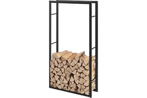 SMH LINE® Étagère à bois de chauffage - Pour l'intérieur et l'extérieur - En métal robuste - Étanche et ignifuge - Aide à l'empilage du bois de chauffage - Noir (150 x 80 x 25 cm)