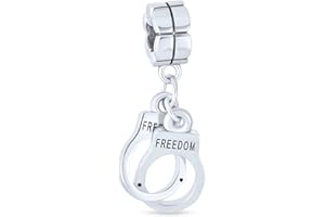 Bling Jewelry Partners In Crime Sombras De Gris Colgante Esposas Charm Bead Para Mujer Adolescente .925 Plata De Ley Se Adapta A Pulsera Europea