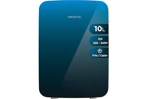 Cecotec Mini Nevera de 10L Bolero MiniCooling 10L Bahamas Pat 1. Funcionamiento 12V-220V, Compatible Coche y Caravanas, Función Enfriamiento y Calentamiento, Rango Temperatura 7-65º, Fácil Transporte