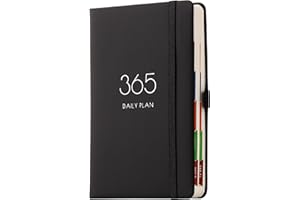 HOLDERZWU Agenda 2025, formato A5, un giorno per pagina, da gennaio 2025 a dicembre 2025, con linguette mensili, design laterale colorato, passante per penna e tasca posteriore (nero)