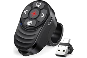 VOVIGGOL Finger Ring Presentation Clicker Rechargeable, 2-in-1 USB Type C Powerpoint Clicker Presentation Remote with Volume, Wireless Presenter Remote for MAC Computer Laptop