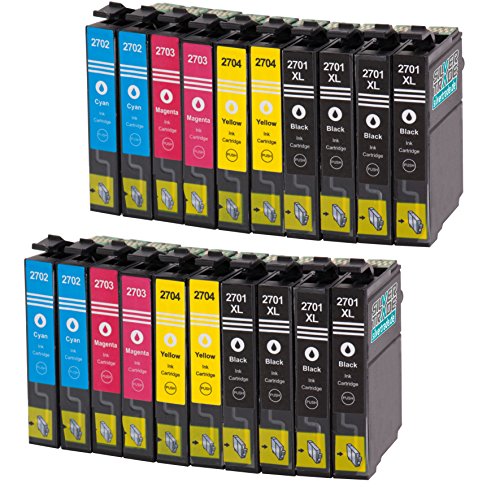 20 XL Tintenpatronen kompatibel zu Epson T2701-04 mit CHIP für WF-3620 DWF WF-3620 WF WF-3640 DTWF WF-7110 DTW WF-7610 DWF WF-7620 DTWF