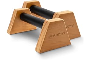 LARA*STAR Liegestützgriffe Holz mit Rutschfester Boden, Calisthenics Equipment und Liegestützgriffe mit Holz Griff, Holz Parallettes für Krafttraining und Calisthenics