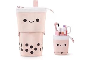 GIENXIAS Niedliches Federmäppchen, selbststehend, Teleskop-Federmäppchen, Schreibwaren, Büro, Tasche, Organizer, Schultasche, Pop-Up-Kosmetiktasche, Make-up-Tasche für Frauen, Studierende, Erwachsene