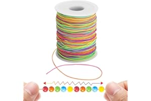 MUCHS LIAO Elastic Cord for Jewellery Making, Elastic for Bracelet Making Beading Threads Rainbow Crafting String (100m/roll) for DIY Bracelets, Jewelry Making, Pony Beads Toys