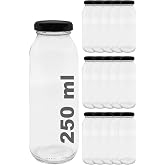 Afracam Meyve Suyu, Limonata Şişesi Şeffaf 250 Ml Metal Kapaklı Boş Cam Şişe 15 Adet