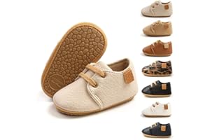 Sonsage Infant Baby Boys Girls Oxford Shoes Pu Leather Lace-Up Anti-Slip Trainer Soft Rubber Sole Toddler First Walking Sneakers