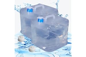 Kamanan Réservoir d'eau Pliable, Lot de 2 bidons avec Robinet et poignée, réservoir d'eau de 15 l, Convient pour l'intérieur et l'extérieur, Lors de Voyages Bidon d'eau (15 L)