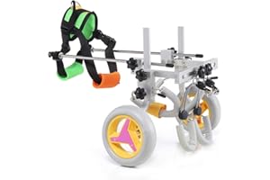 Sobotoo Pet Wheelchair, Adjustable Dog Wheelchair Cart Disabled Dog Assisted Walk Car Pet Hind Leg Exercise Car for Hind Legs Rehabilitation Dog Walk 2 Wheels (Gray)