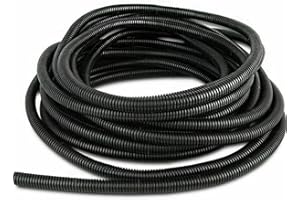 SKYPRO Split Loom Tubing Wire Conduit, Black Corrugated Wire Tube Cable Protection Pipe Cable Tidy Tube for TV Cables, Electric Wire, Garden Lights (Inner Ø7mm, 3 Metres)