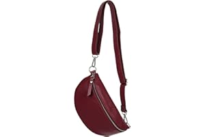 AMBRA MODA AmbraModa GLX10 – Bolso para mujer y hombre, unisex, pequeño, de piel auténtica, borgoña, 23/7/12 cm, Riñonera, bandolera