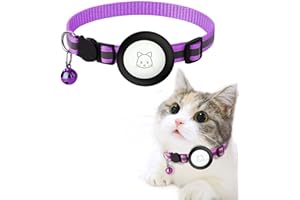 XNYKER Viola Collare per Gatti Air Tag,con Fibbia di Sicurezza e Campana,Collare per Gatto Regolabile 22-35cm,Collare Riflettente per Gatti,Compatibile compatibile con Apple AirTag I cinturino in silicone