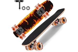 GIEEU Skateboards with Colorful Flashing Wheels for Beginners,Kids,Teens,Adults,Complete Standard Skate Boards 9 Layer Canadian Maple Deck Concave Skateboard