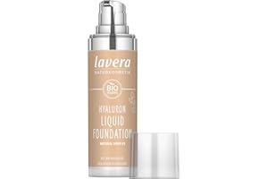 lavera Hyaluron Liquid Foundation - Natural Ivory 01 - hyaluronic acid and almond oil - intense moisture - lightweight texture - mineral oil-free - vegan - organic (1 x 30ml)
