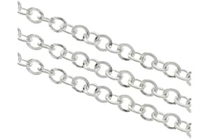 PERLIN 3 M Chaîne forçat Lien Chaîne Chaîne en Métal ronde Argent 4,5 mm Bijoux Collier Mètre pour fabrication de bijoux colliers bracelet DIY Manuels K5