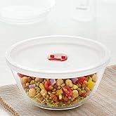 Borosil 1.3 L Serving & Mixing Bowl with Lid | Multipurpose Round Bowl for Kitchen & Dinning | Transparent Bowl for Mixing Do