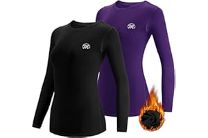 MEETWEE Camiseta Térmica Mujer, Ropa Interior de Compresión Manga Larga Esquí Funcional Thermal Baselayer para Transpirable, cálida y de Secado rápido