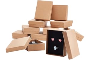 BENECREAT 12 Pack Collier Bague Boîte 9x7x3cm Kraft Brun Rectangle Boîtes À Bijoux en Carton Petite Boîte Cadeau pour la Fête De Mariage Anniversaires