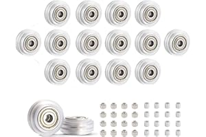 iMetrx 16 unidades Polea de plástico transparente para impresora 3D + columna excéntrica 8 mm x 16 + d5D8H8 x 16, rodamientos POM rueda 625zz, polea para Creality Ender 3, Ender 5 CR-10 /10S