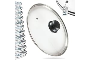 Vilde Szklana pokrywka z pierścieniem ze stali nierdzewnej do garnka i patelni, 14, 16, 18, 20, 22, 24, 26, 28, 30 cm, szkło odporne na wysokie temperatury 200°C, uniwersalna, Ø 26 cm