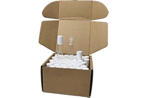 COSIDEA 50 botellas de rodillo de 5 ml con tapa blanca para aceites esenciales, botella transparente de 5 ml (5 ml)