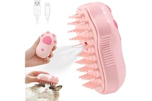 LORSOU Steamy Cat Brush, 3 in 1 Cat Steamy Brush, Electric Cat Steam Brush with Wash-free Essence, Cat Grooming Brush Silicone Self Cleaning Steam Brush for Massage
