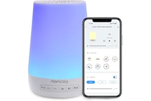 Momcozy Machine à Bruit Blanc,Sommeil à Bruit Blanc Portable pour Bébé Adulte,White Noise Machine avec 34 Sons,DB03 Bruit Blanc Bebe Thérapie,White Noise Machine Veilleuse 7 Couleurs,Contrôle APP