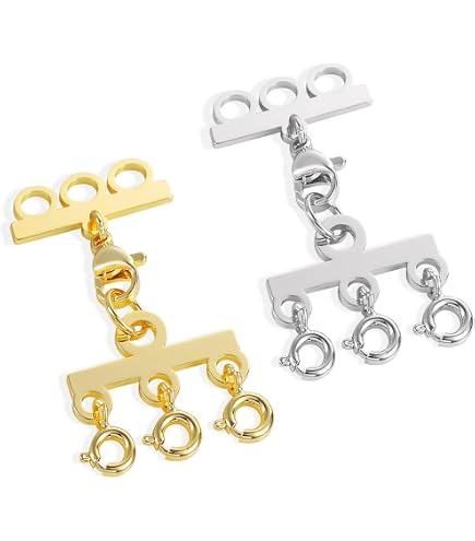 KISSPAT 2 pezzi Chiusura Collane Multiple, Oro 14 Carati Fermagli per Collana a Strati, Piccoli Multifili per Collane Bracciali Gioielli Artigianali
