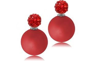 tumundo Shamballa Cristallo Orecchini Di Perle Set Donna Doppia Perla Bolla Palla Opaco Lucente Gioielli Glitter Strass