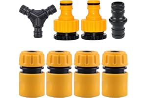 YUNSTK Zestaw 8 złączek do węża, zawiera podwójne złączki do węża 1/2 cala, adapter do węża ogrodowego 1/2 cala, złącze 2 w 1, złączka Y
