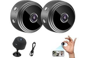 AFGQIANG Secretscope Mini caméra de sécurité, mini moniteur sans fil avec fonction de vision nocturne, WiFi extérieur sans fil HD 1080p (2 pièces, noir)