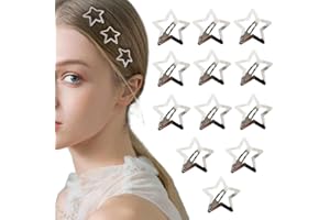 ZSPERKLA 12 Stück Silber Stern Haarspangen Damen Haarklammer Nette Stern Haarspangen Einfache Klein Metall Haarstyling-Zubehör für Frauen und Mädchen