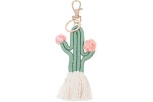 SOIMISS Gewebt Kaktus Keychain Handgemachte Böhmische Quaste Schlüsselanhänger Kaktusanlage Anhänger Boho Schlüsselanhänger Geschenk Schmuck für Frauen Mädchen Junge