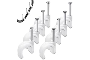 PYROCLASIA Kabelschellen Nagelschellen 10 mm Kabelklemmen 200 Stück Kabelhalter Wand zum schrauben Kabelbefestigung Halterungen Cable Clips mit Eingestecktem Nagel für Wall Wire Organiser Starkstromkabel(Weiß)