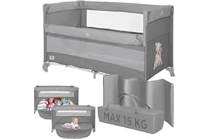 Dermodiva Lettino da Viaggio Co-Sleeping 0-4 anni Lorelli, Sponda Reclinabile, Materasso in Memory, Kit Doppia Altezza, Borsa per il Trasporto, Richiudibile e Trasportabile (cool grey)