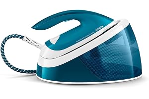 Philips PerfectCare Compact Essential Steam Generator Iron - 2400W, 120g/min Continuous Steam, 1.3L, OptimalTEMP Technology, Blue/White - GC6815/26