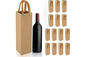 BNGXR Bolsas para Botellas,Bolsa para vino de papel kraft,15 Piezas Bolsas de Papel Kraft,Bolsas para Botellas de Vino Regalo,organizador de vino,color marrón,para Navidad,fiesta (35 x 9 x 11 cm)