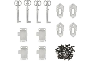 yufana 4-delat set vintage lådlås, vintage skåp, antikt lås, vintage lås, antikt lås set, antikt lås och nyckel, dekorativt möbellås, lämpligt för skåp, smyckeskrin, kosmetika, möbler