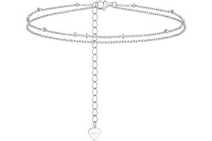 Loutade Silver Anklets for Women, 925 Sterling Silver Ankle Bracelet, Adjustable Beach Barefoot Foot Chain, Summer Holiday Silver Ankle Chain, Women's Shell Anklets Beach Jewellery for Girls Teen