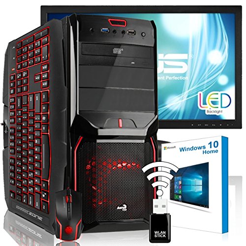 AGANDO High-End Gaming PC-Komplettpaket | Intel Core i5 4690 4x 3.5GHz | Turbo 3.9GHz | AMD Radeon R9 380X 4GB OC | 8GB RAM | 240GB SSD | 1000GB HDD | DVD-RW | USB3.0 | 55cm (22") TFT | Gaming-Tastatur | Gaming-Maus | WLAN | Win7Pro | 36 Monate Garantie | Computer für Multimedia, Gaming, Büro/Office
