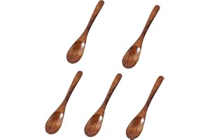 5-delat set träsked, miljövänliga matskedar, små serveringsskedar, teskedar av trä, hållbar kökssked, soppskedset av trä för