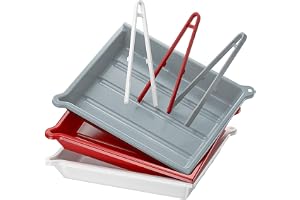 (3-pack) JJC mörkrum foto tryck film utvecklingsbricka med silikonklämma och dräneringsport och termometerplats, 33,4 × 38,4 cm/13,15 × 6,12 tum, vit röd