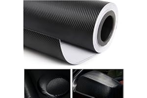 CCMALL 1520mm x 600mm 3D Black carbon fibre Vinyl bubble Free Vinyl Car Van Bike Self Adhesive 3d Textured Wrap Wrapping