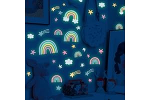 SINEKONG Stickers Muraux Arc-en-Ciel, Autocollants Lumineux, Étoiles Phosphorescentes, Décoration Murale pour Chambre de Fille, Enfants, Bébé, Pépinière - Vert